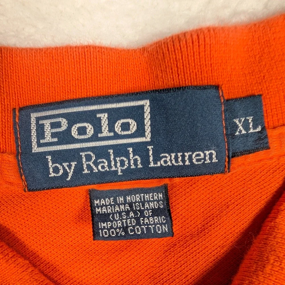 Vintage Polo Ralph Lauren Polo‎ Shirt Mens XL Orange SS Pique Pony Logo Y2K USA